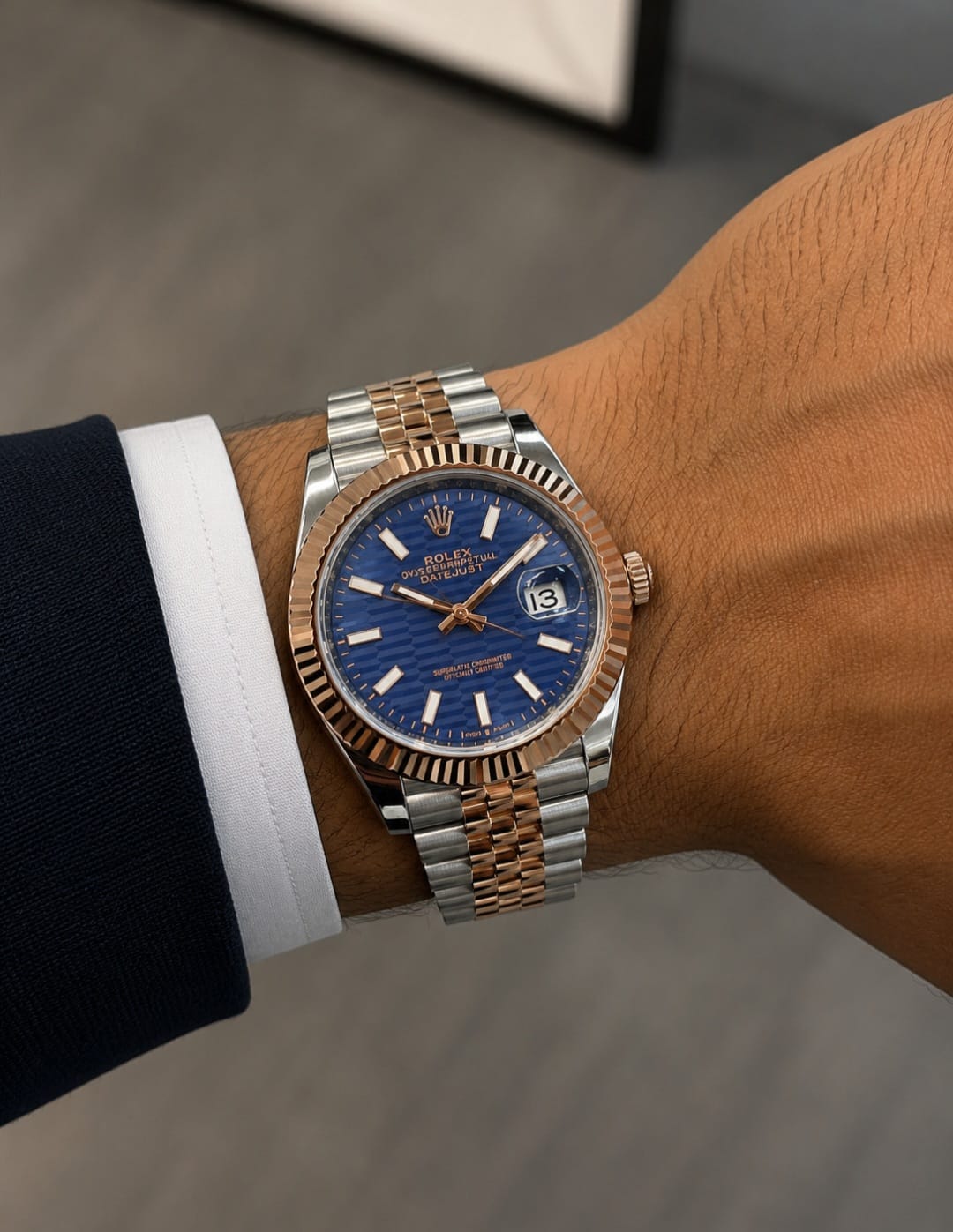 Rolex Datejust 41 Oystersteel and White Gold (Chocolate/Brown Fluted Motif Dial)