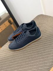 Zegna Triple Stitch Sneaker (Black Leather / Gum Sole)