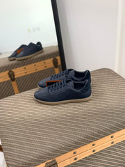 Zegna Triple Stitch Sneaker (Black Leather / Gum Sole)