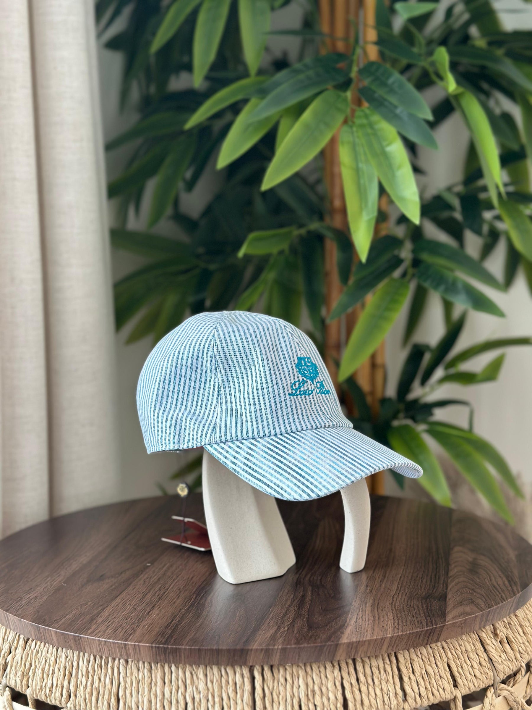 Loro Piana Seersucker Baseball Cap (Light Blue/White Stripe)