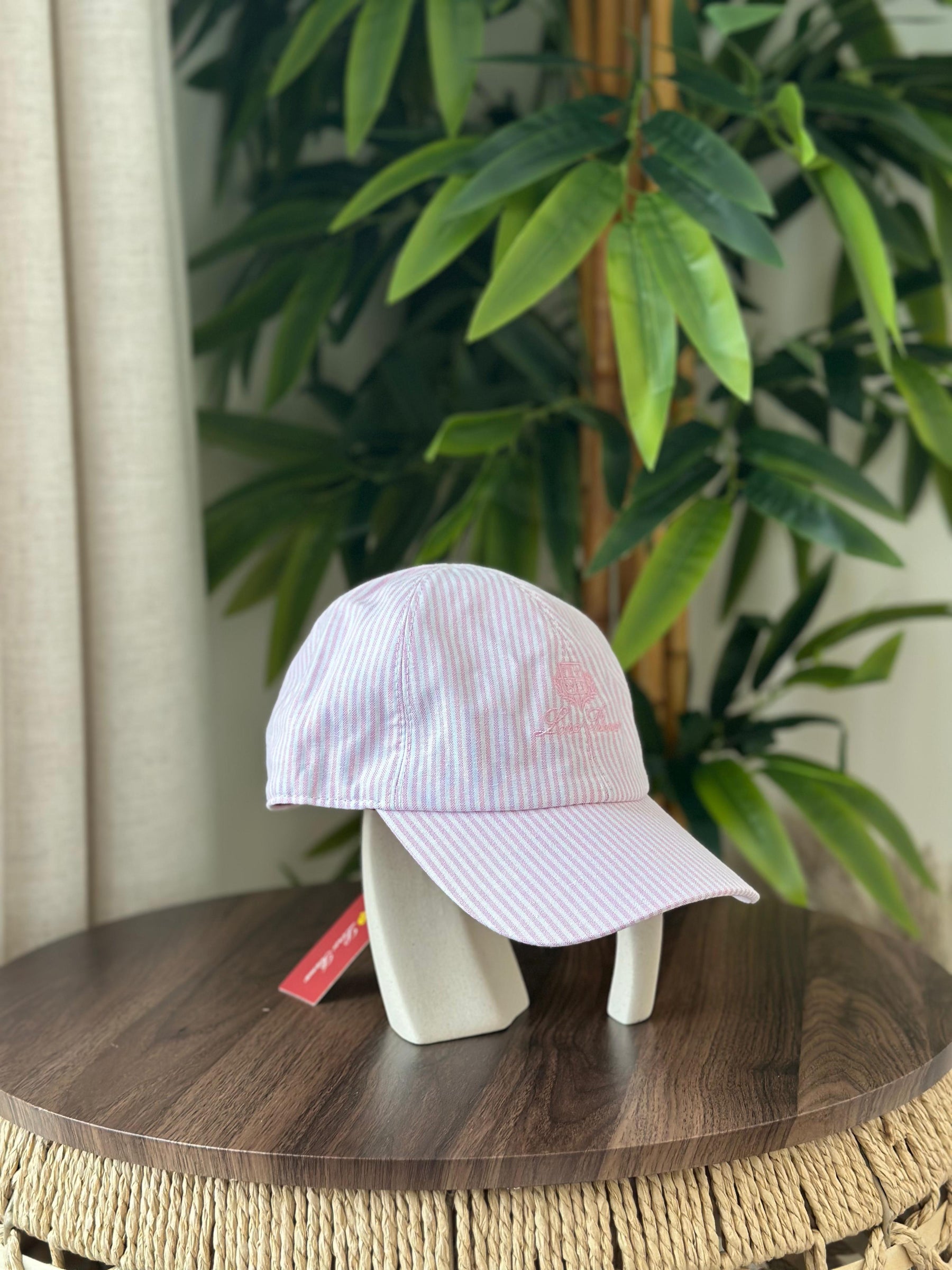 Loro Piana Seersucker Baseball Cap (Black/White Stripe)