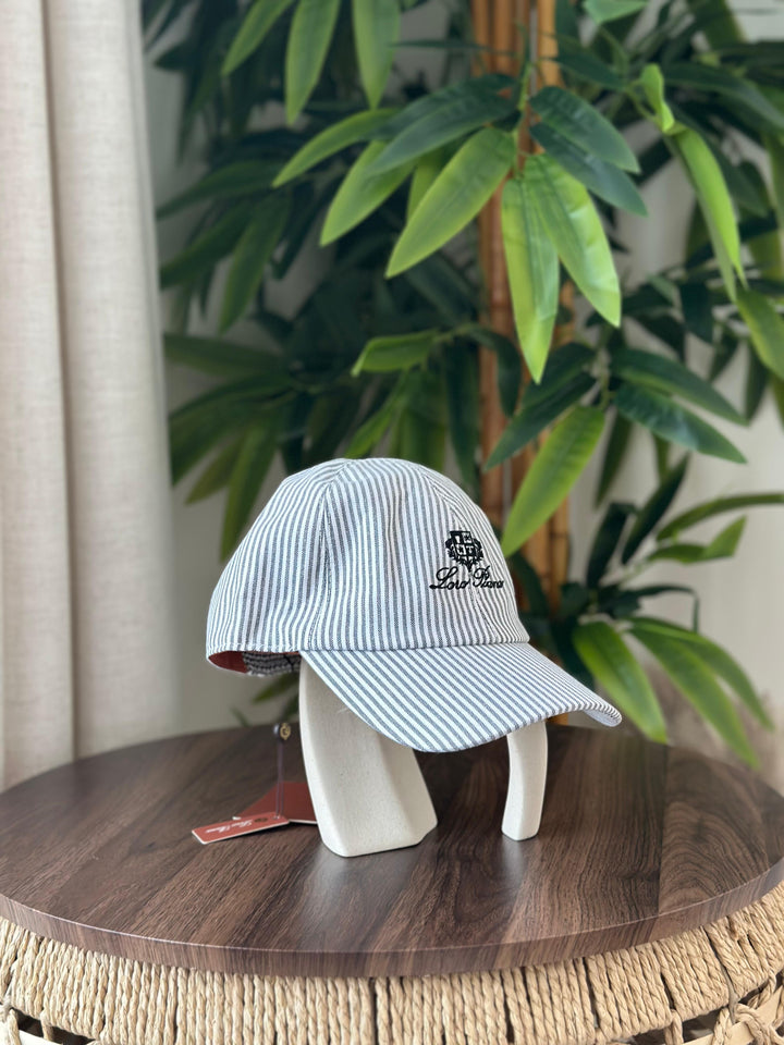 Loro Piana Seersucker Baseball Cap (Navy Blue/White Stripe)