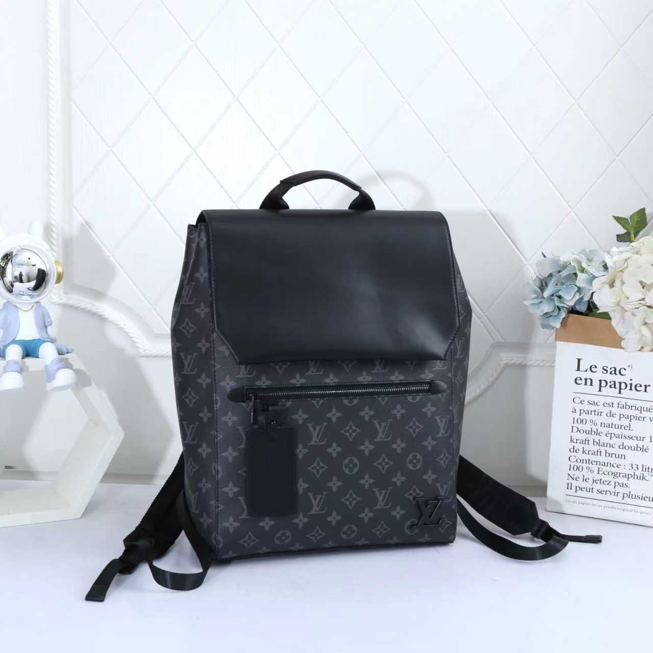 Louis Vuitton Takeoff Backpack / LV Aerogram Backpack (Monogram Canvas / Black Leather)