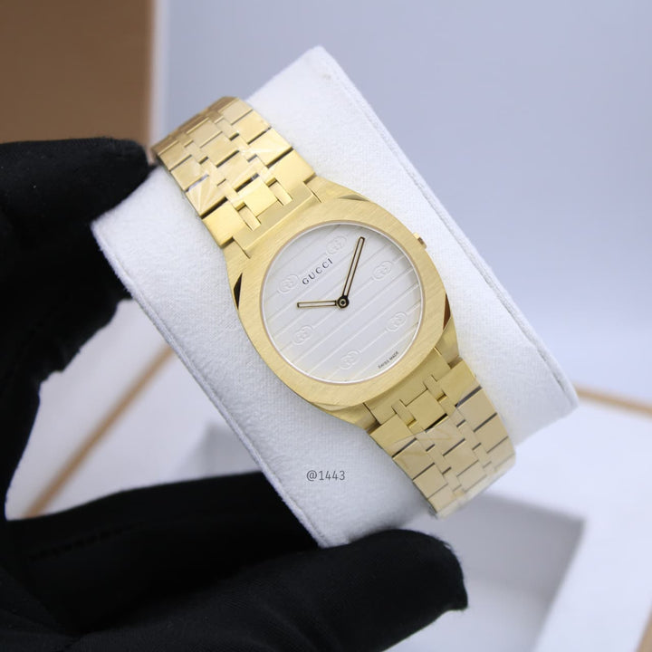 Gucci 25H Brushed Bezel (Two-Tone Gold & Silver)