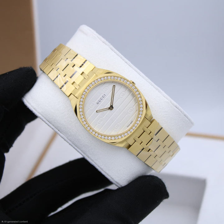 Gucci 25H Diamond Bezel (Two-Tone Gold & Silver)