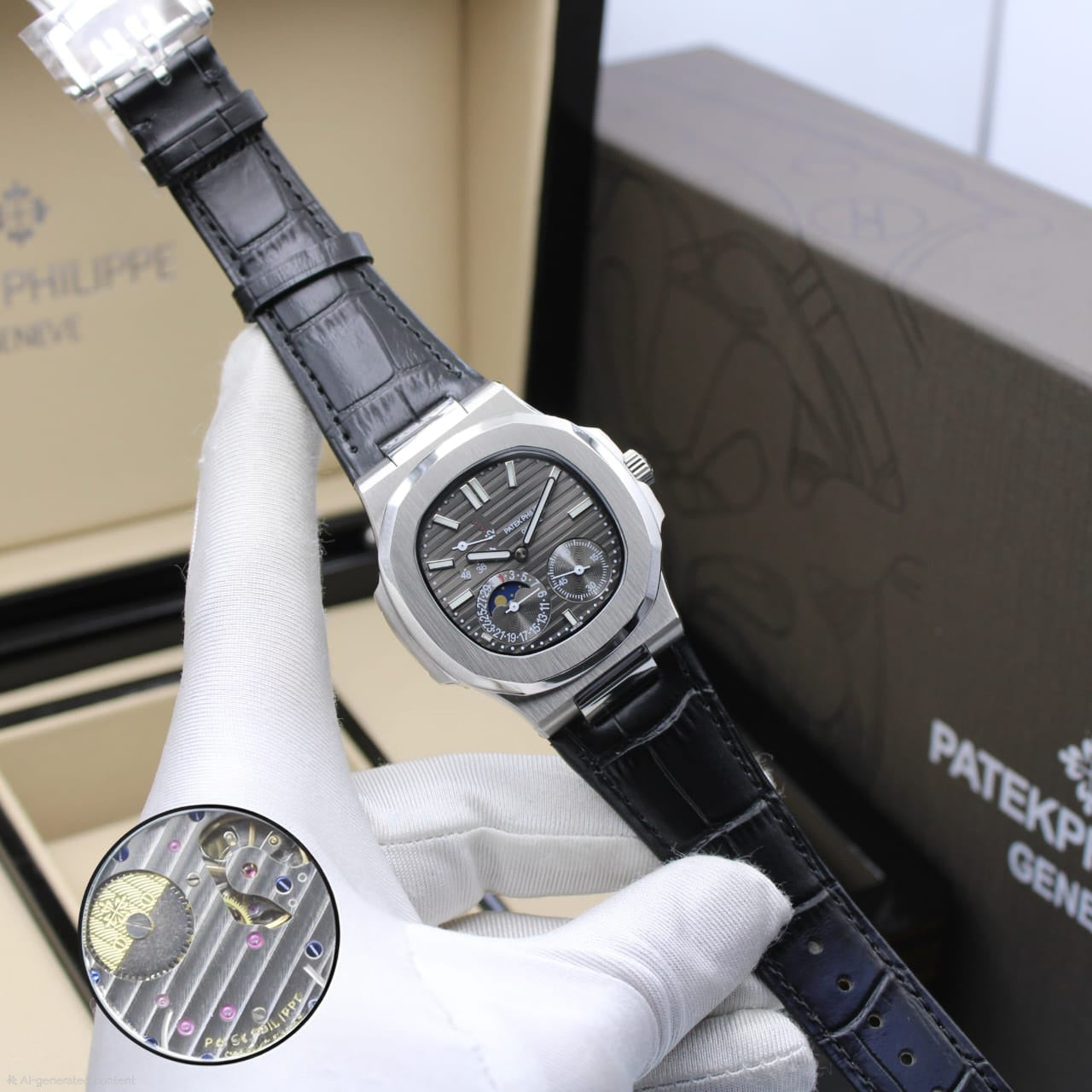 Patek Philippe Cubitus Instantaneous Grand Date, Day and Moon Phases (Black Dial)