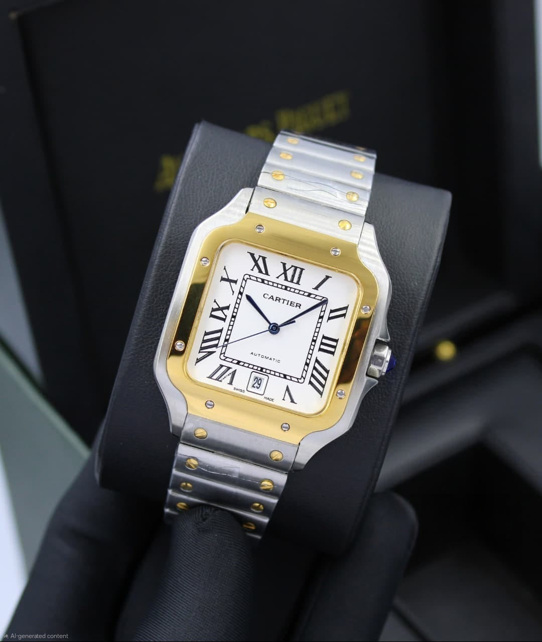 Cartier Santos de Cartier Skeleton (Green Lacquered Bridges)