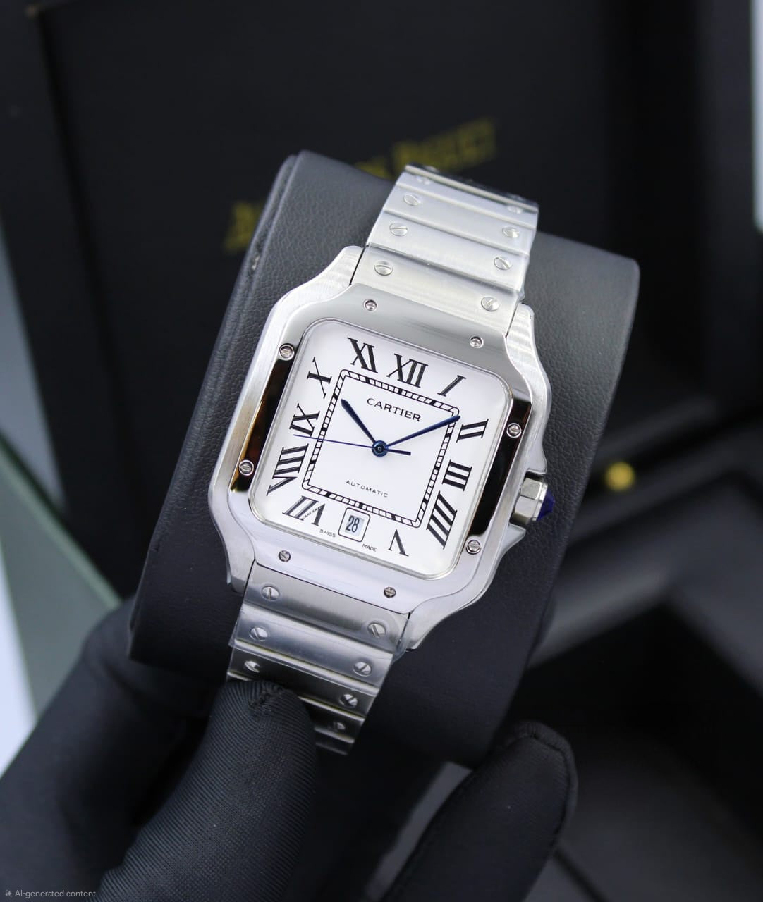 Cartier Santos de Cartier Skeleton (Steel with Black Bridges)