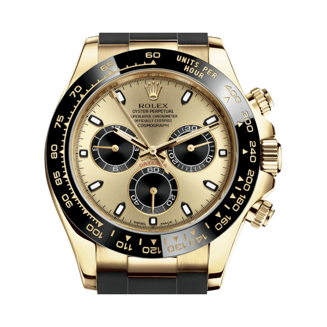 Rolex Watch | Gold Champagne Black Dial