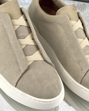 Zegna Brown Suede Slip-On Sneakers