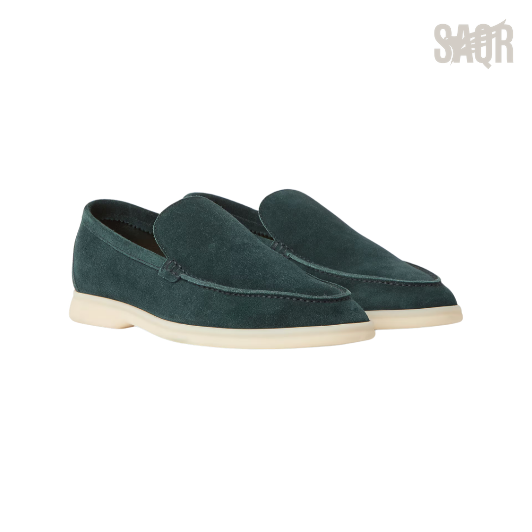 Loro Piana Summer Walk Suede Loafers – Dark Green - View 4