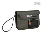 Hermès Depeche 25 Pouch – Vert-De-Gris / Noir / Fauve - View 2