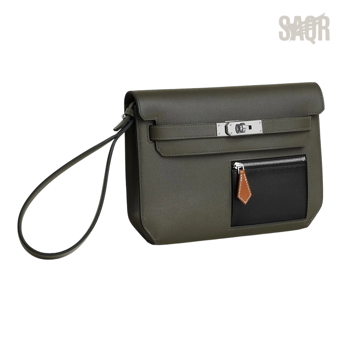 Hermès Depeche 25 Pouch – Vert-De-Gris / Noir / Fauve - View 2