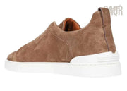 Zegna Footwear | Triple Stitch Suede Tobacco
