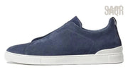 Zegna Footwear | Triple Stitch Suede Blue