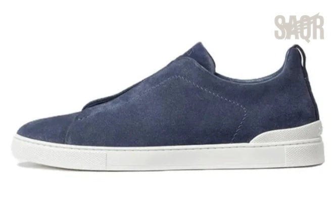 Zegna Footwear | Triple Stitch Suede Blue