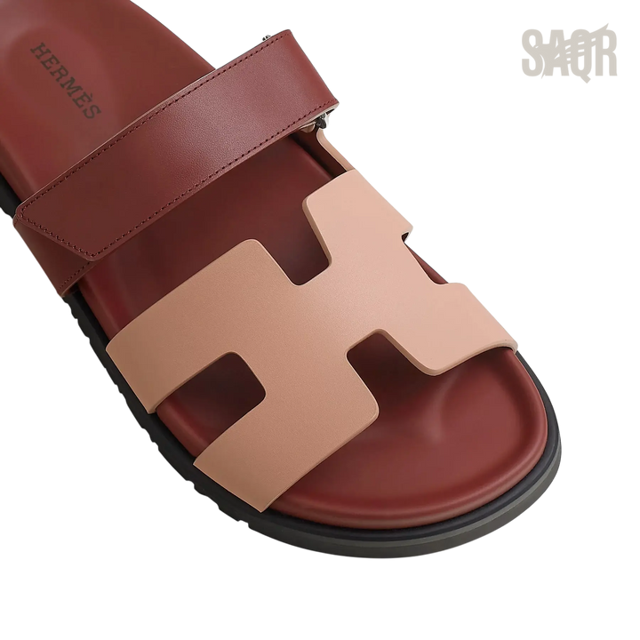 Hermès Chypre Sandals – Beige Perlino / Rouge H - View 2