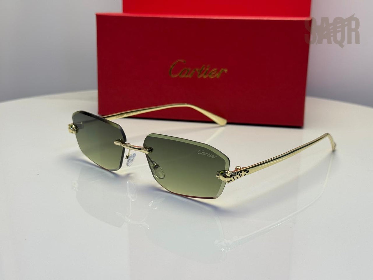 Cartier Panthère de Cartier Rimless Sunglasses (Gold/Grey Gradient)