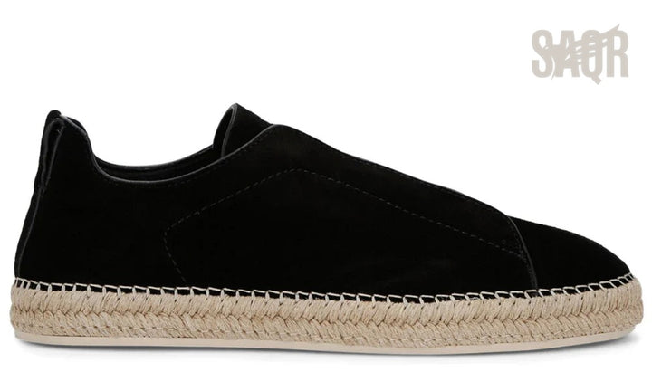 Zegna Triple Stitch Espadrille - Black | Men