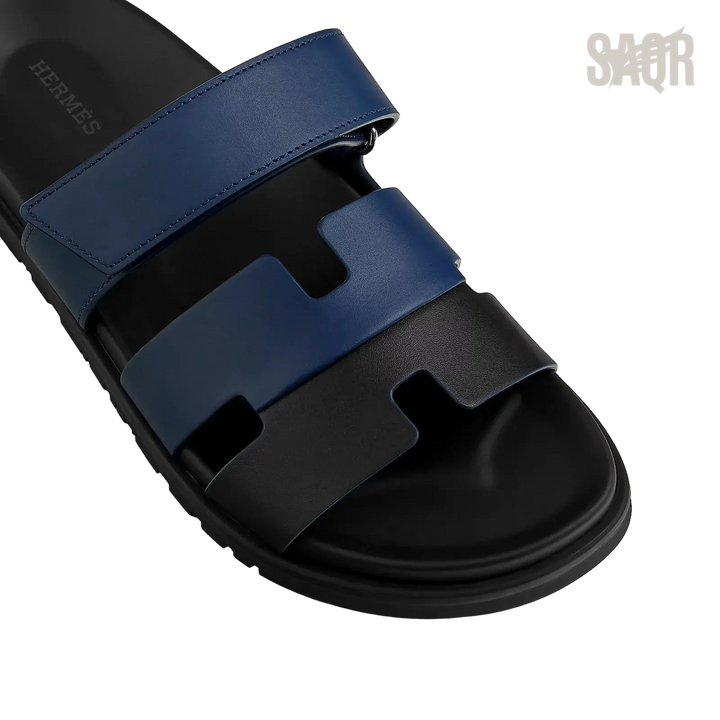 Hermès Chypre Sandals – Noir/Bleu Celeste - View 2