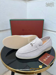 Loro Piana Summer Walk Suede Loafers – Light Grey - View 5