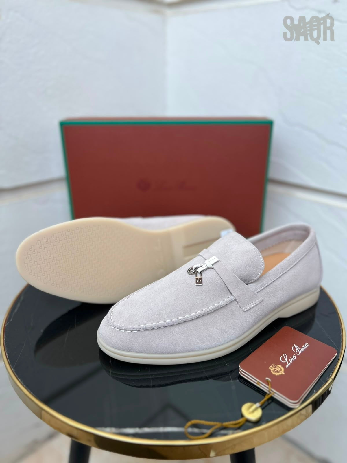 Loro Piana Summer Walk Suede Loafers – Light Grey - View 5