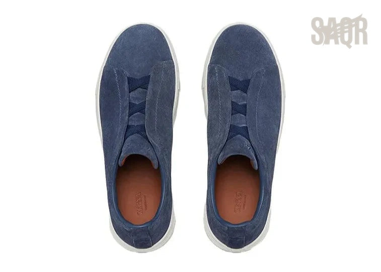 Zegna Footwear | Triple Stitch Suede Blue