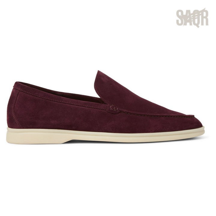 Loro Piana Summer Walk Suede Loafers – Maroon - View 1