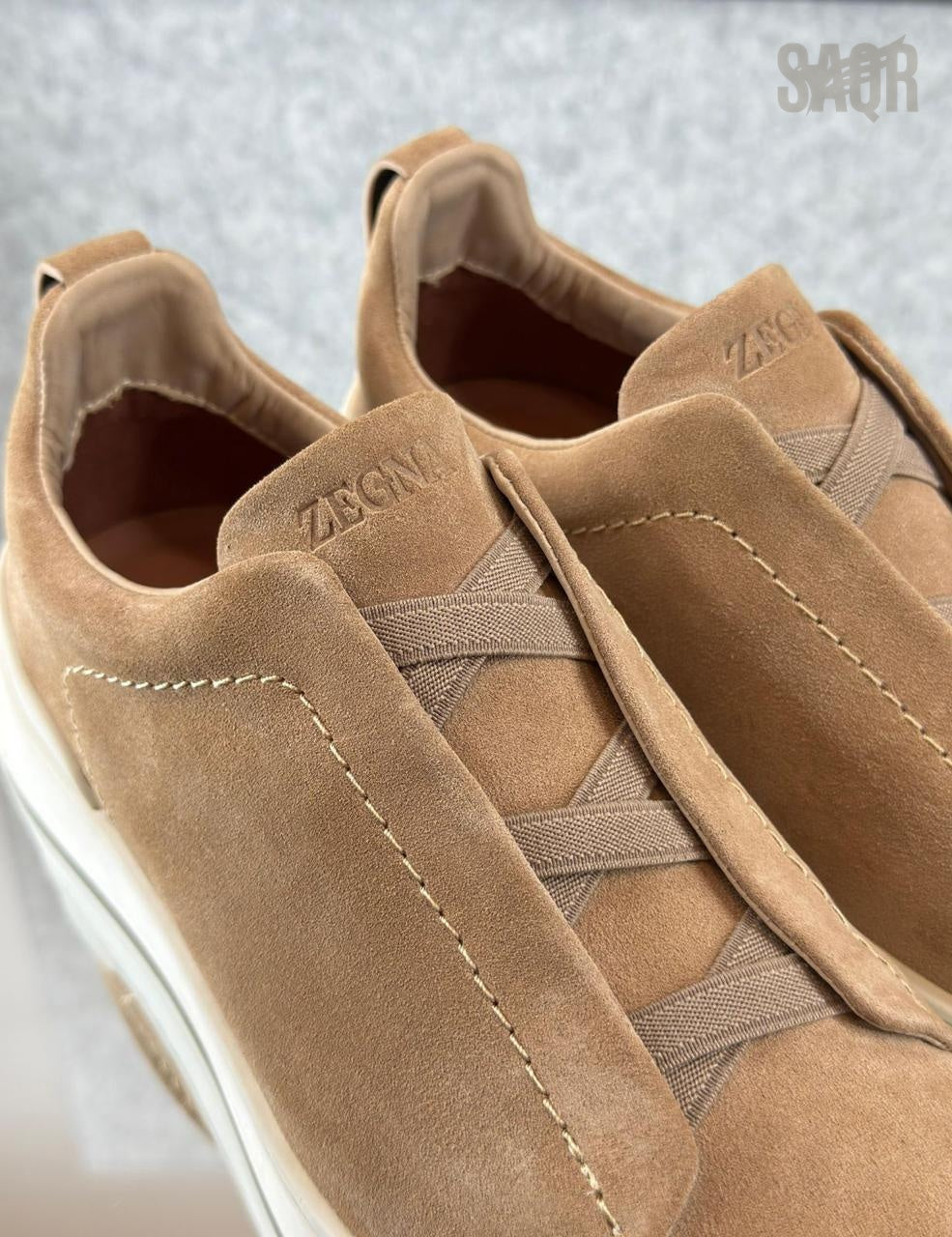 Zegna Black Leather Utility Slip-On Sneakers