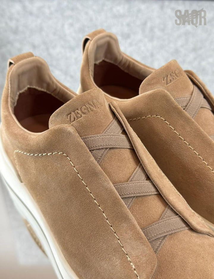 Zegna Black Leather Utility Slip-On Sneakers