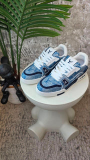 Louis Vuitton LV Trainer Denim Sneakers – Blue & White - View 5