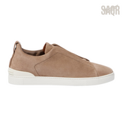 Zegna Triple Stitch Suede Beige Sneakers - View 1