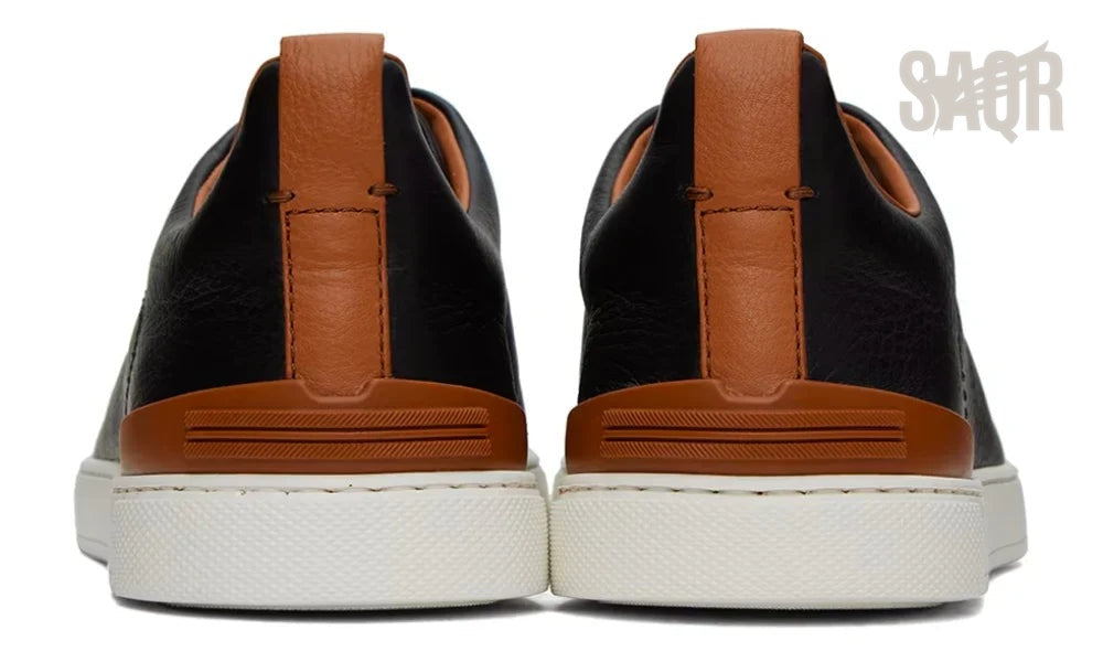 Zegna Footwear | Triple Stitch Black/Brown