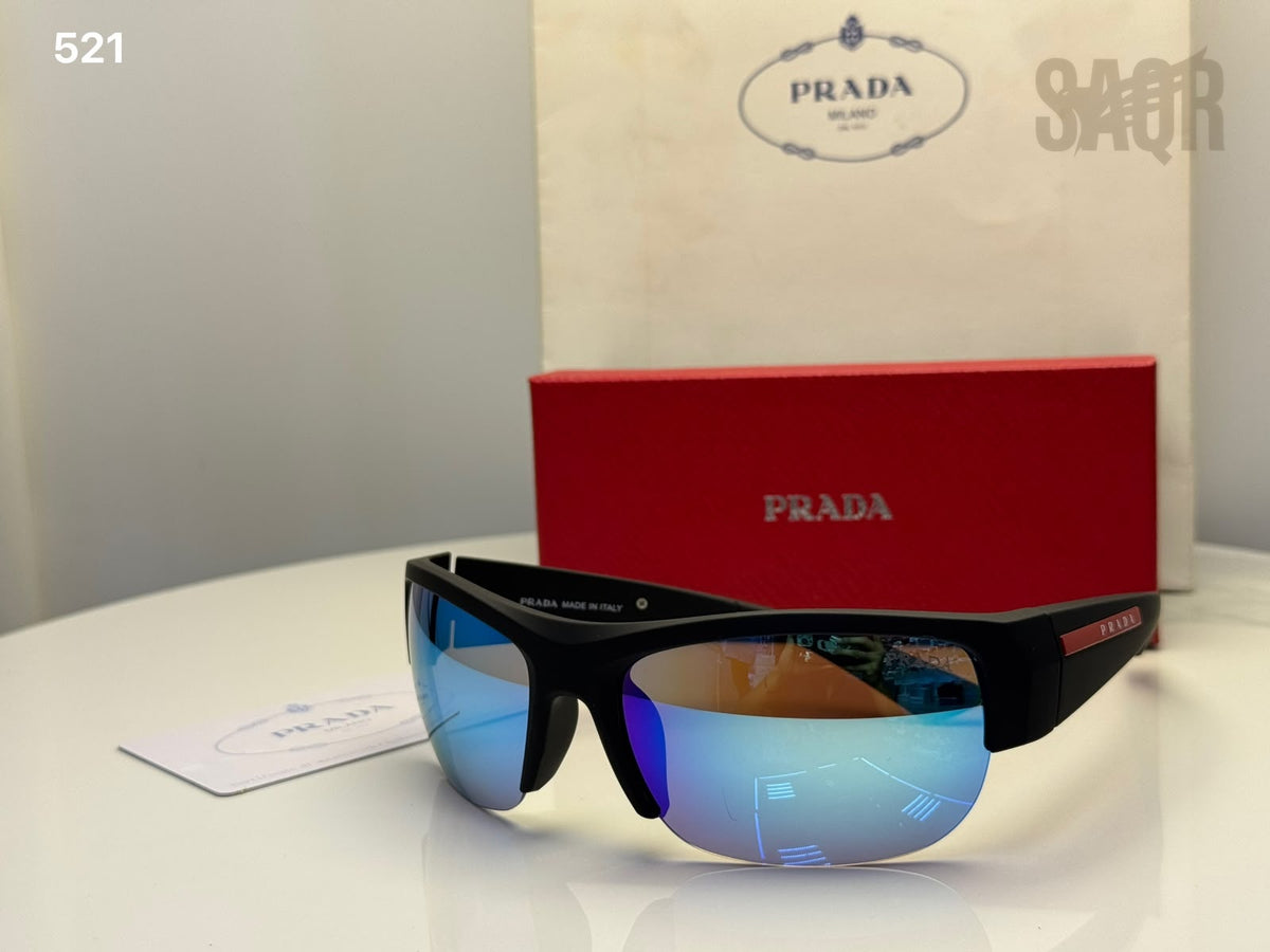 Prada Sport Sunglasses Linea Rossa – Vibrant Blue Mirror Lens - View 3