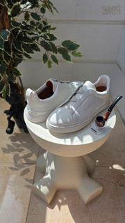 Zegna Deerskin Triple Stitch White Sneakers - View 5