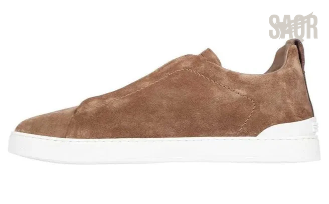 Zegna Footwear | Triple Stitch Suede Tobacco