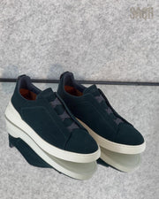 Zegna Brown Suede Utility Slip-On Sneakers