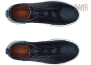 Zegna Footwear | Triple Stitch Crocodile Navy Blue