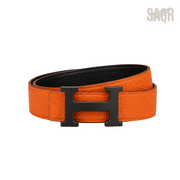Hermes Orange Black Logo Belt - image 1