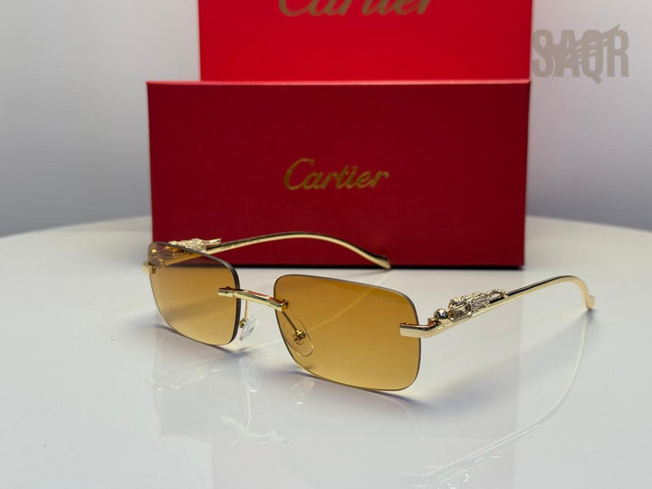 Cartier Panthère de Cartier Rectangular Sunglasses (Gold/Purple Gradient)