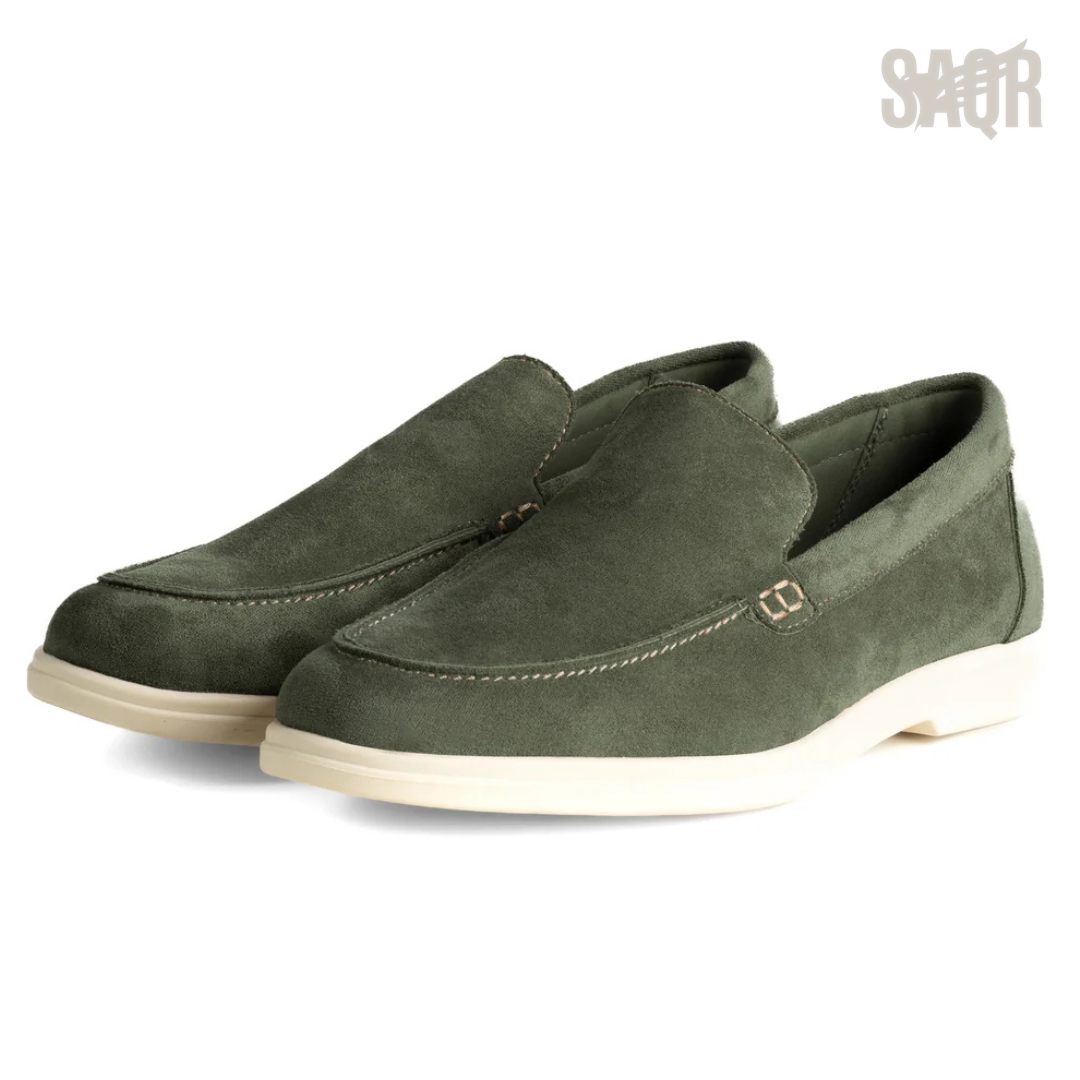 Loro Piana Summer Walk Suede Loafers – Forest Green - View 2