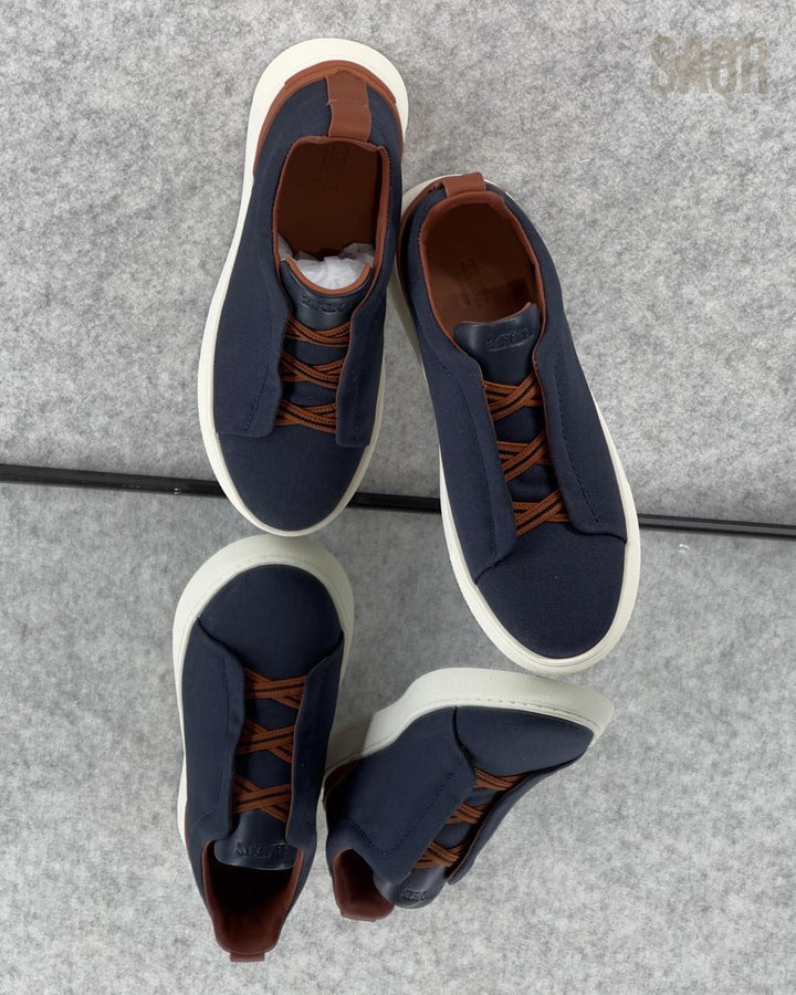 ZEGNA Triple Stitch™ Tan Leather Sneakers