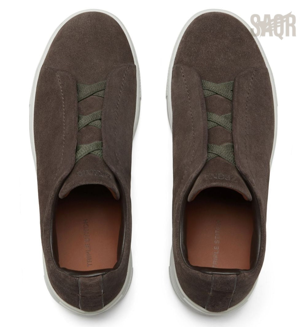 Zegna Footwear | Triple Stitch Suede Brown