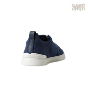 Zegna Triple Stitch Denim Blue Sneakers - View 3