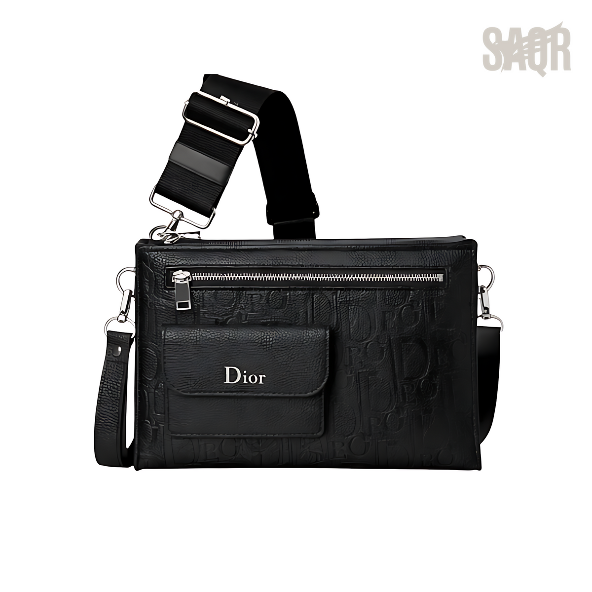 Dior Bag | Oblique Embossed Leather Zip Black