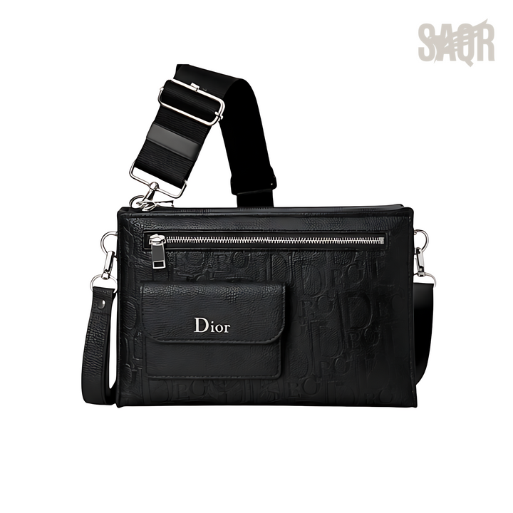Dior Bag | Oblique Embossed Leather Zip Black