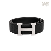 Hermes Black Silver Logo Belt - image 1