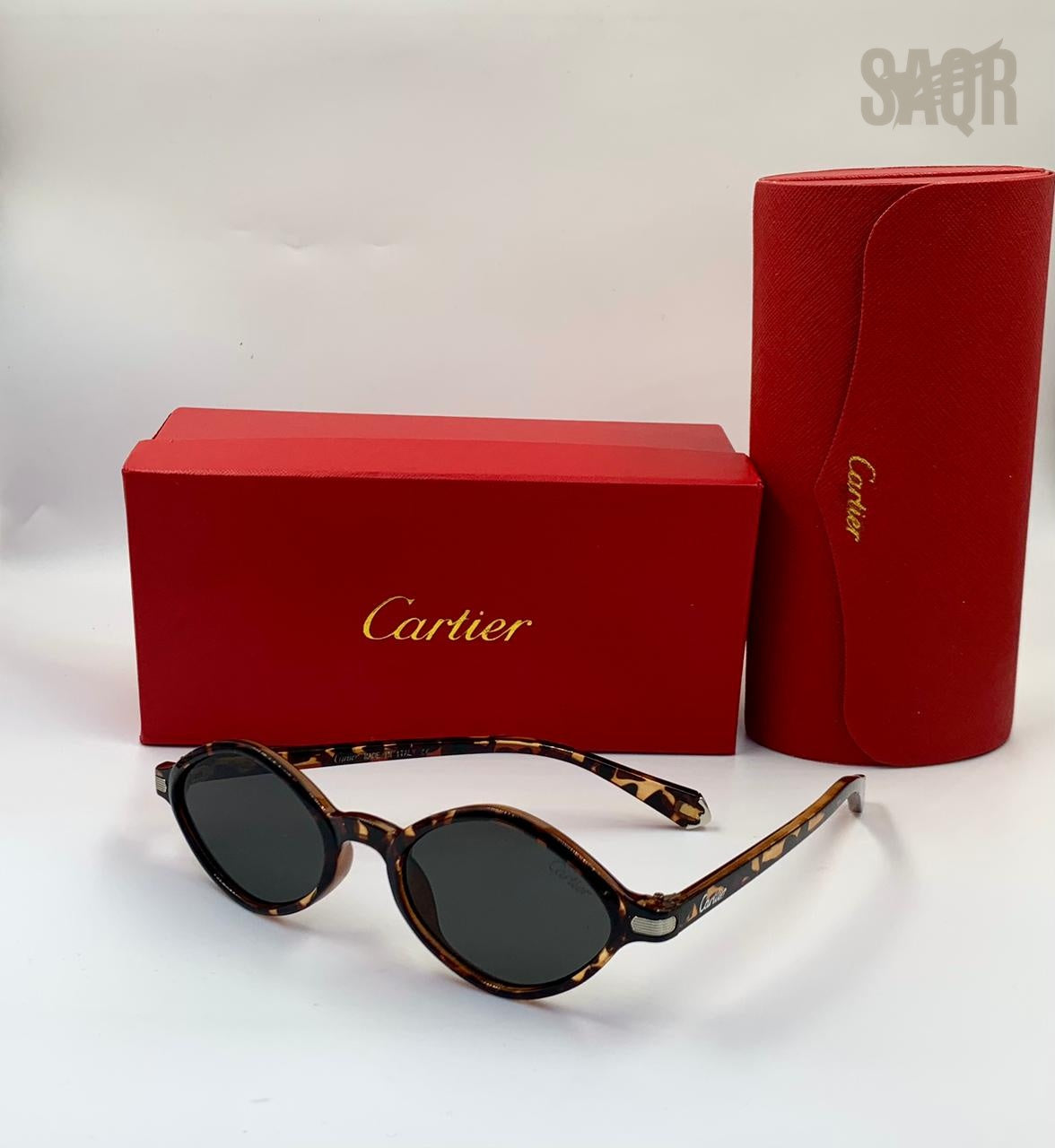 Cartier Piccadilly Oval Sunglasses (Black/Brown)