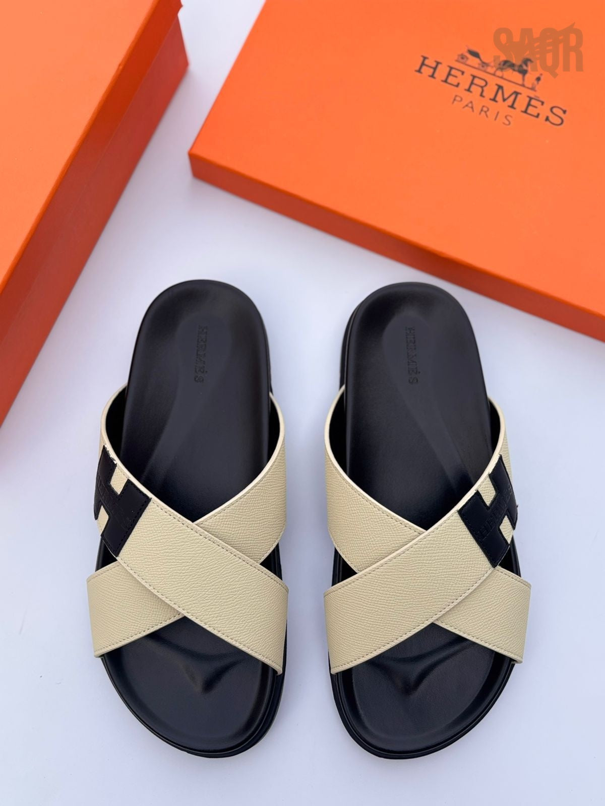 Hermès Chypre Sandal (Bleu Marine / Orange)