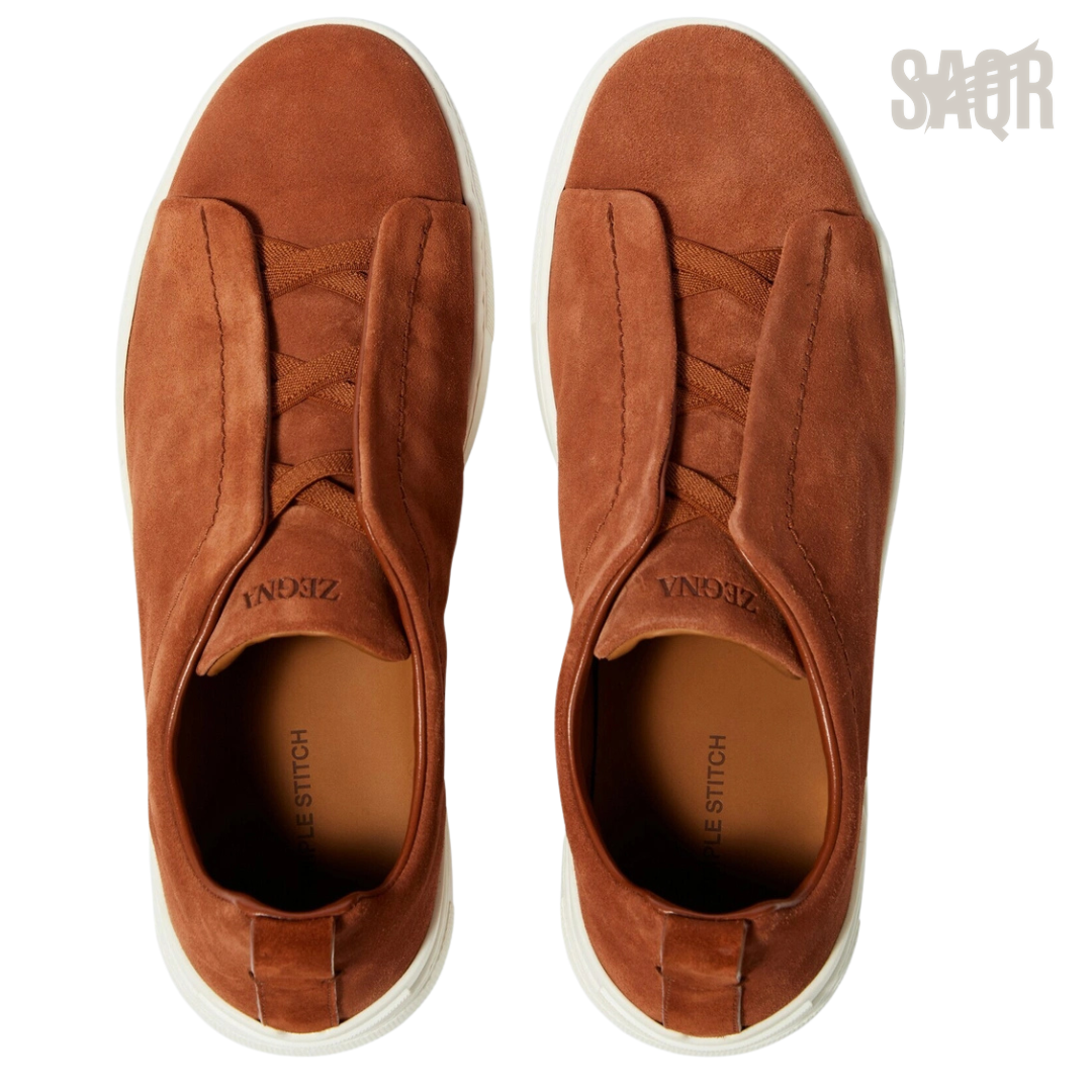 Zegna Triple Stitch Sneakers – Rust Brown - View 2